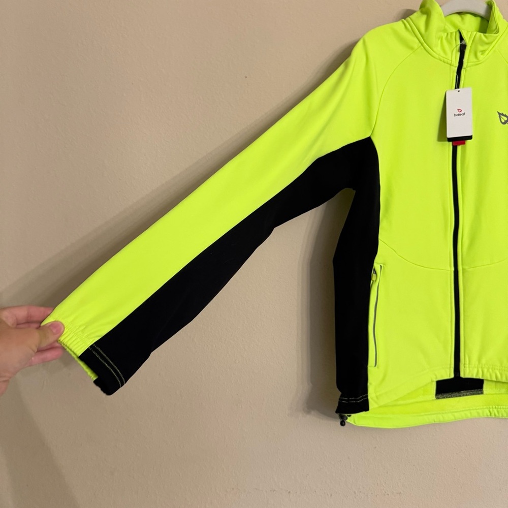 Baleaf Jacket Sz M Neon Yellow Cycling Running Softshell Waterproof Cold Weather - Picture 7 of 16